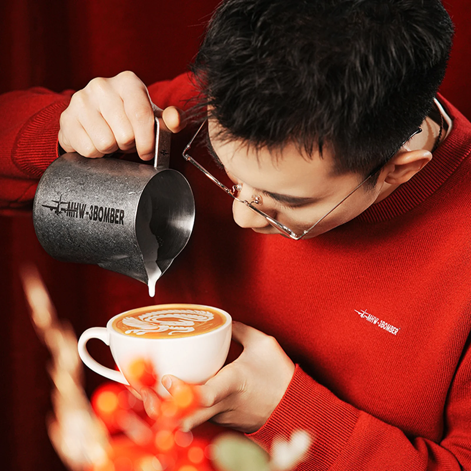 MHW-3BOMBER Latte Art Pitcher 5.0 Silver Spot - Image 10