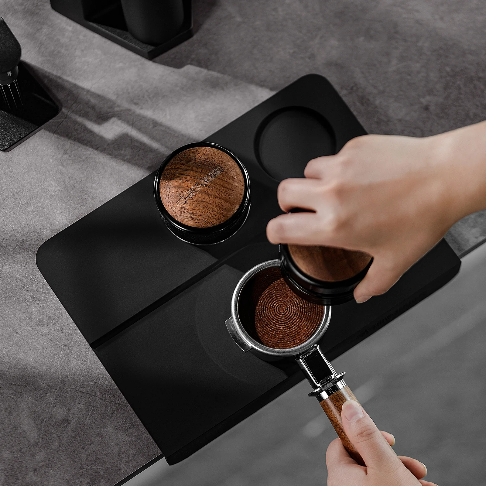 MHW-3BOMBER Silicone Pad Coffee Tamper Mat Two Holes - Image 3