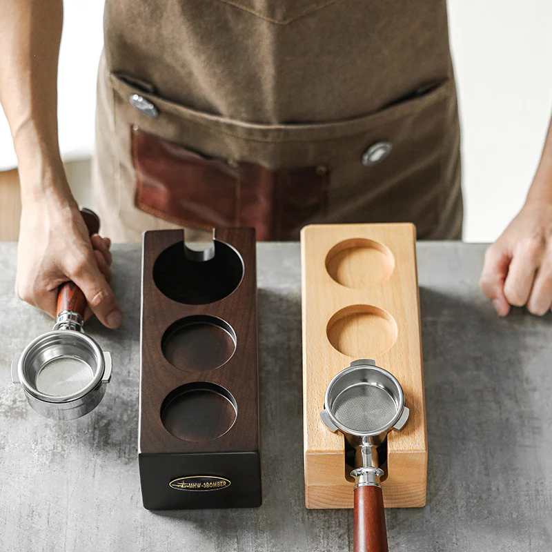MHW-3BOMBER Wood Espresso Tamping Station Portafilter Holder 51-54mm - Image 5